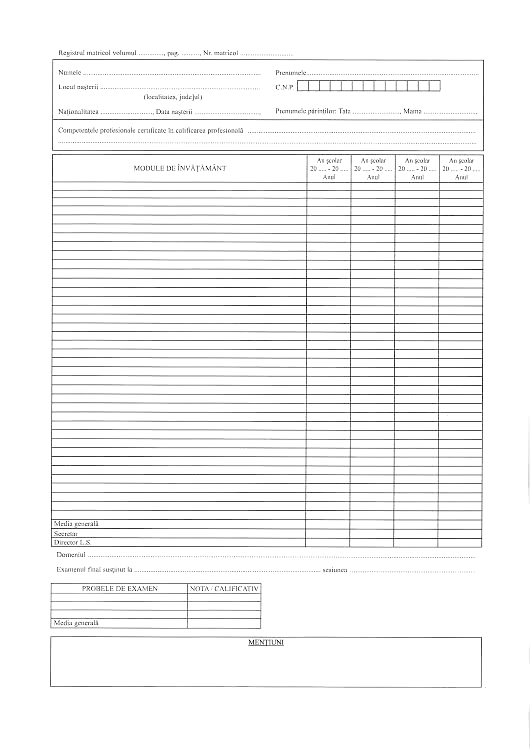 Registru matricol postliceal/maistri, coperta tare-hartie-37624