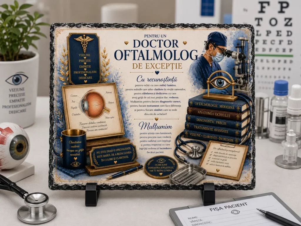 Placă ardezie – pentru un Doctor Oftalmolog de Excepție