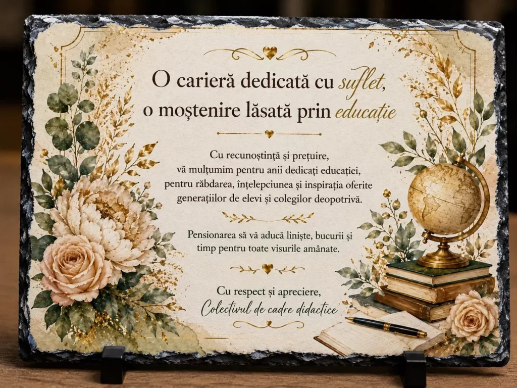 Placă ardezie – Cadou pensionare profesor
