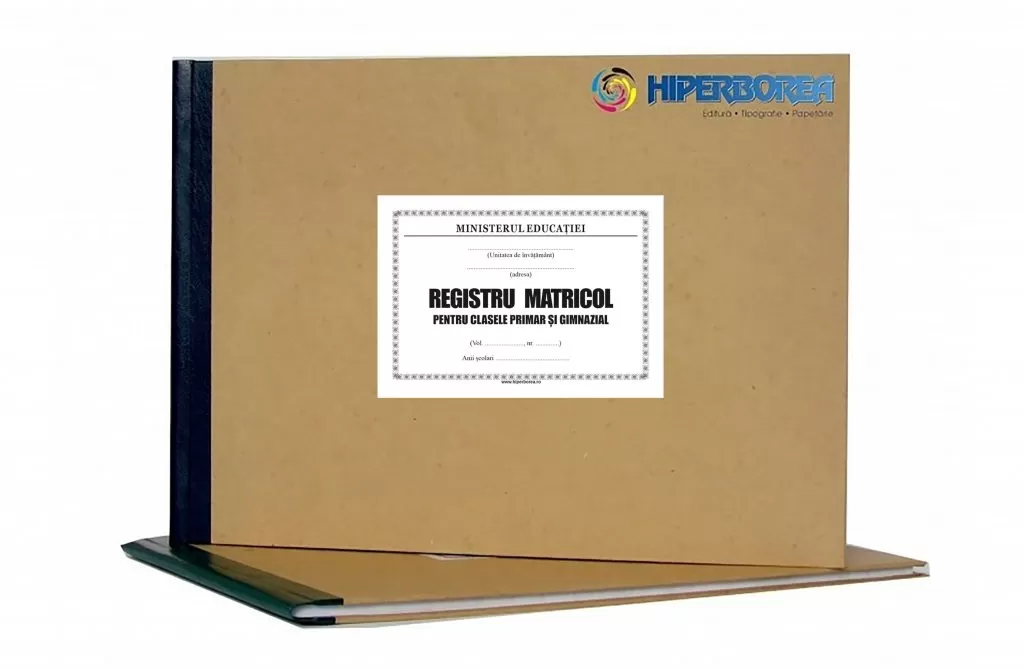 Registru matricol pentru învăţământ primar/gimnazial, coperta carton gros-hartie