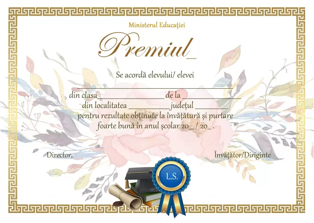 Diploma de acordare a premiului, cod: A_18
