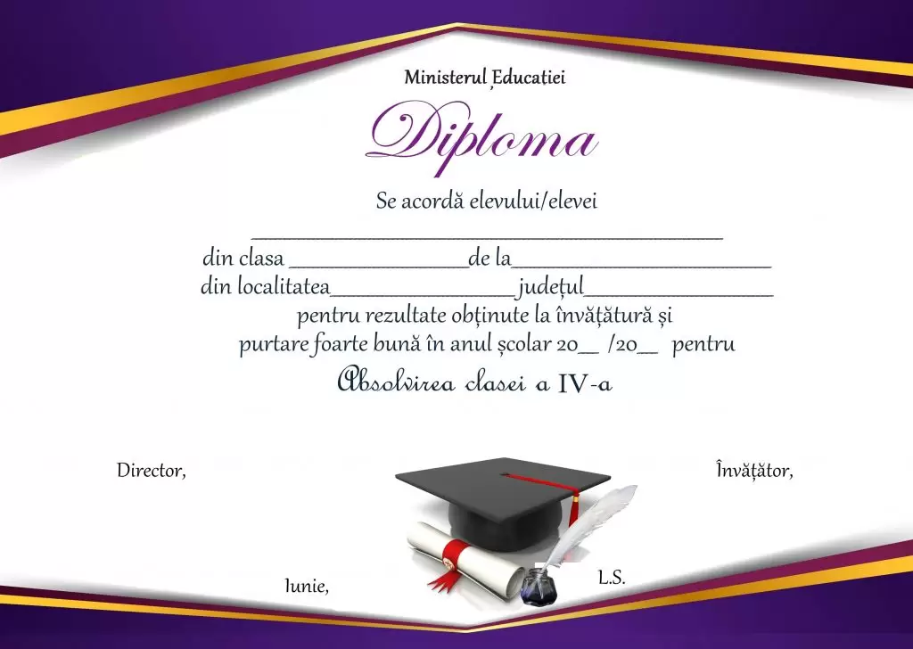 Diploma Premiu clasa a 4-a, cod: A_09