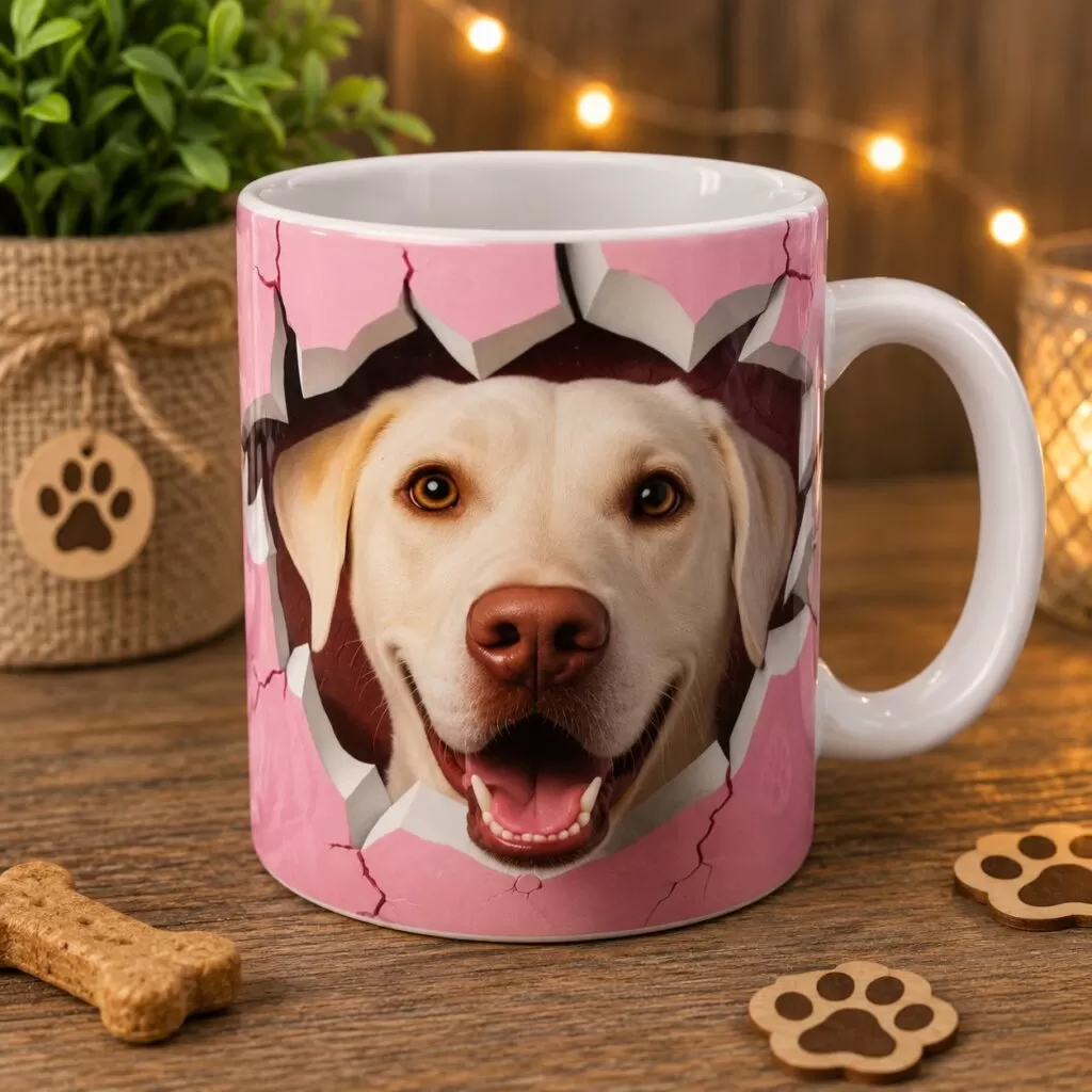 Cana ceramică cu cățel 3D