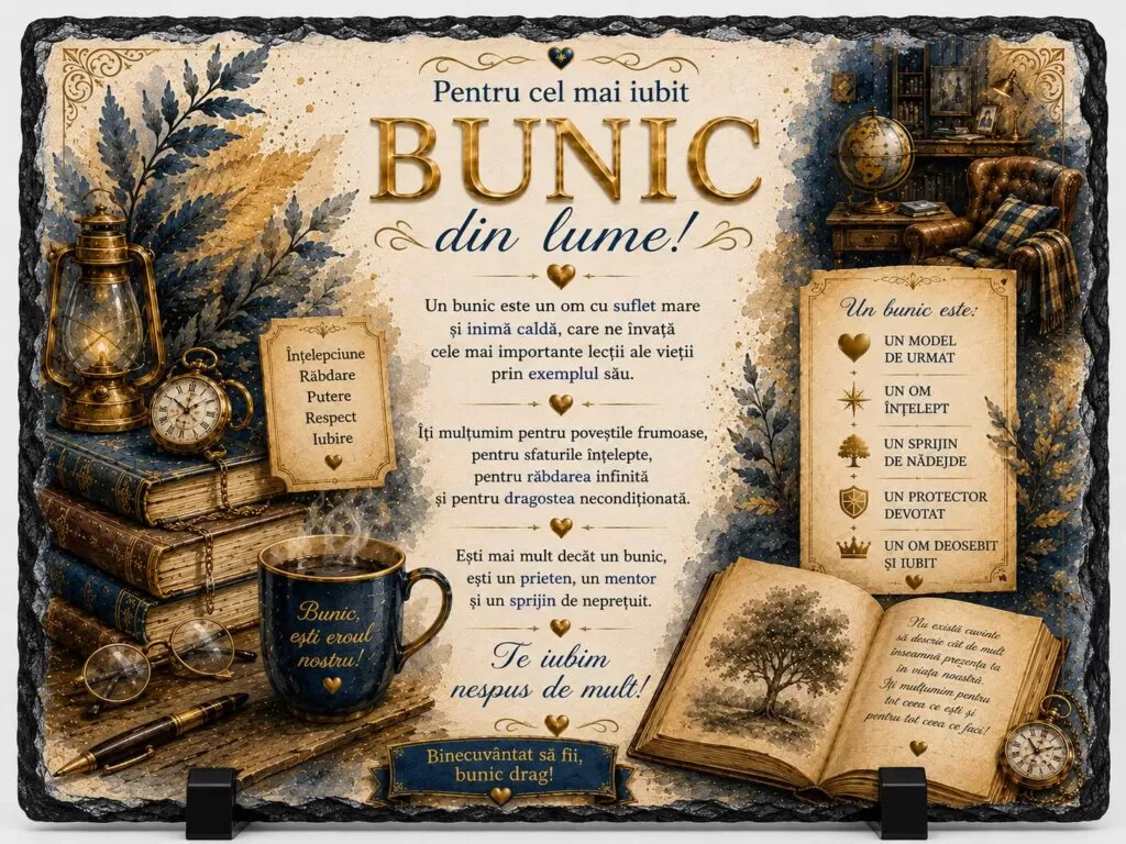 Placă ardezie – Pentru cel mai iubit Bunic din lume