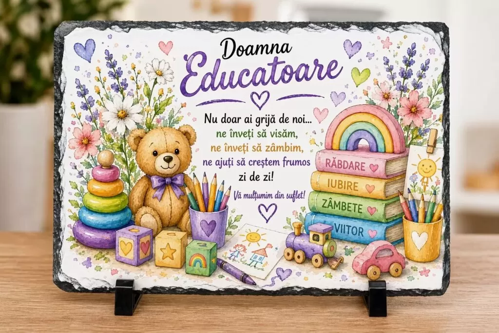 Placă ardezie – Cadou pentru Doamna Educatoare