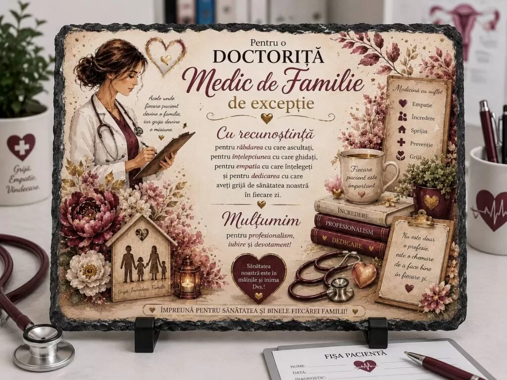 Placă ardezie – pentru o Doctoriță Medic de Familie de Excepție