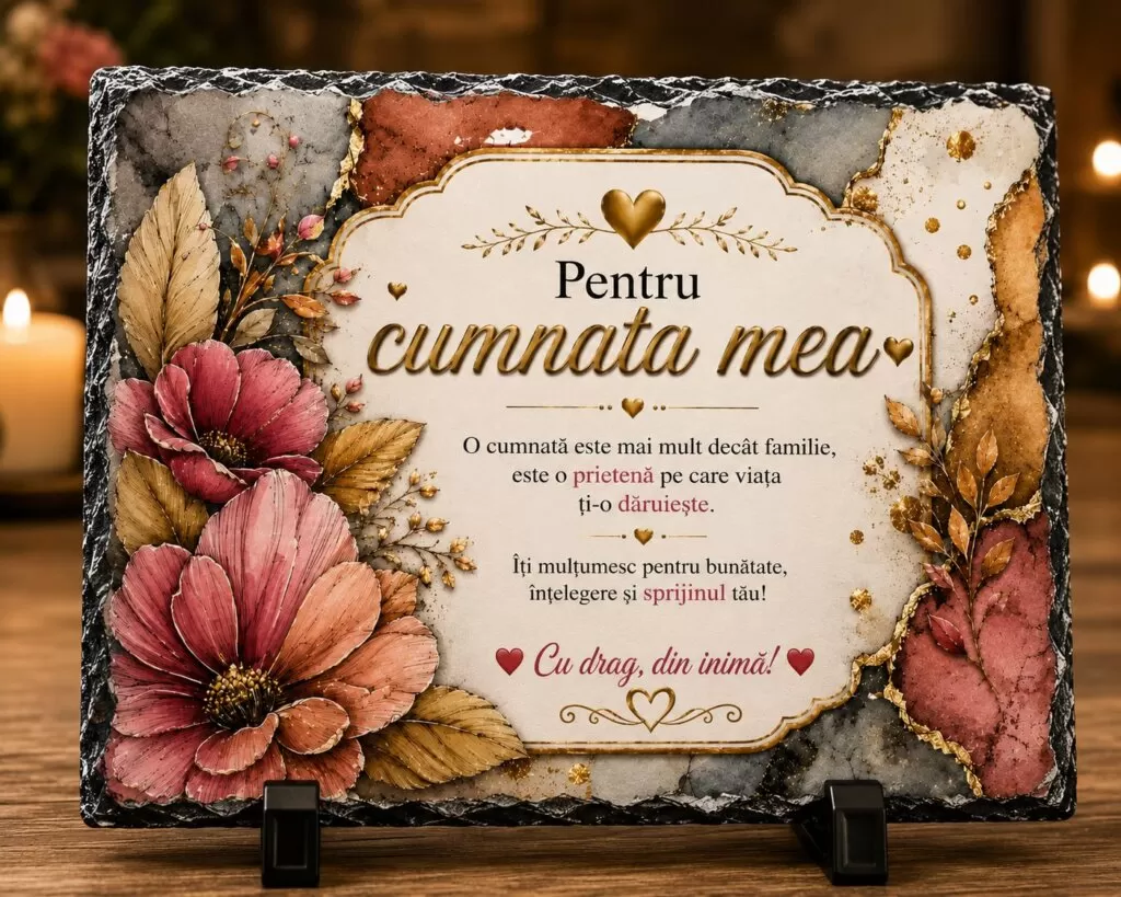 Ardezie Personalizată –„Pentru cumnata mea” – Cadou de suflet pentru cumnată