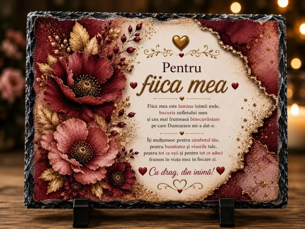 Ardezie Personalizată –„Pentru fiica mea” – Cadou emoționant pentru fiică
