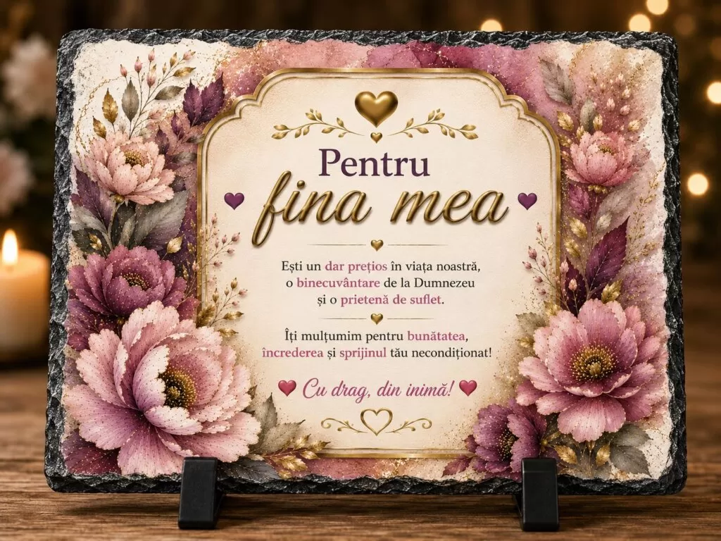 Ardezie Personalizată – „Pentru fina mea” – Cadou personalizat pentru fină