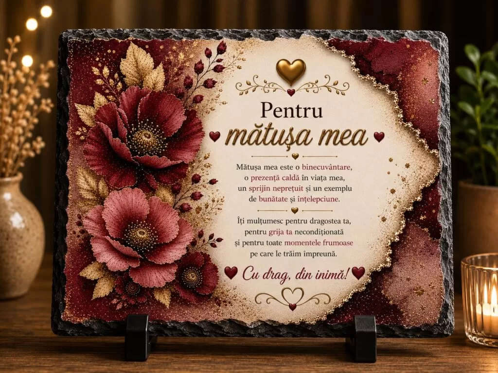 Ardezie Personalizată –„Pentru mătușa mea” – Cadou emoționant pentru mătușă