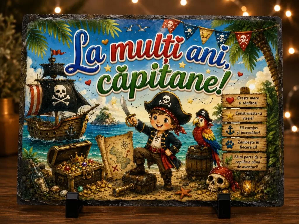 Ardezie Personalizată –„La mulți ani, Căpitane!” – Cadou pentru Băieți