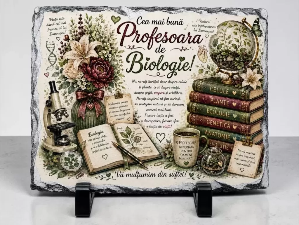 Placă ardezie – Cadou pentru Cea Mai Bună Profesoară de Biologie