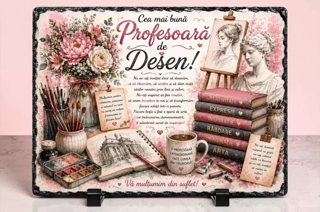 Placă ardezie – Cadou pentru Cea Mai Bună Profesoară de Desen