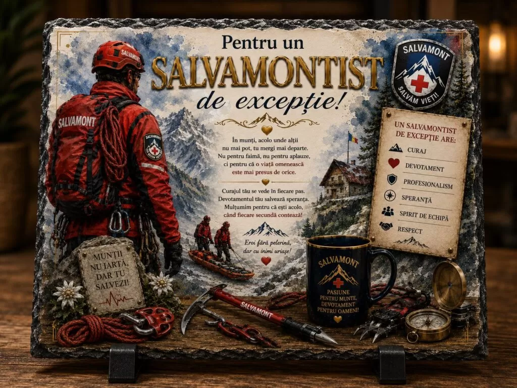 Ardezie Personalizată – „Pentru un Salvamontist de Excepție” – Cadou pentru salvamontiști