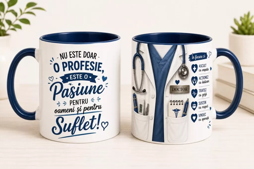 Cană cadou „Nu este doar o profesie, este o pasiune pentru oameni și pentru suflet!” – Cadou pentru Doctor