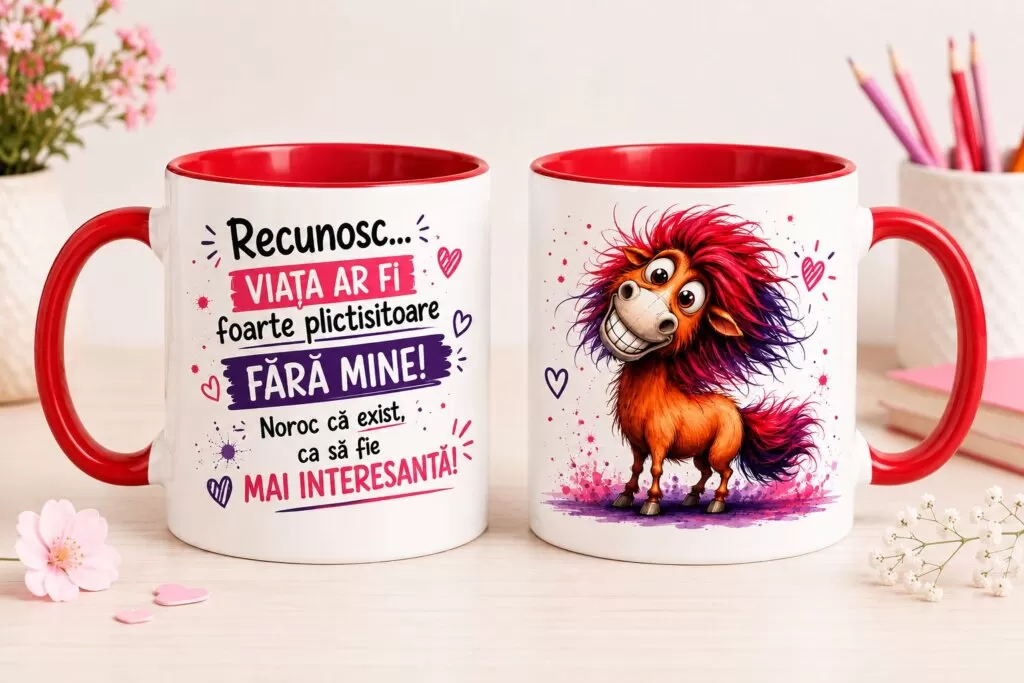 Cană Cadou Amuzantă – „Recunosc… Viața ar fi foarte plictisitoare fără mine!”