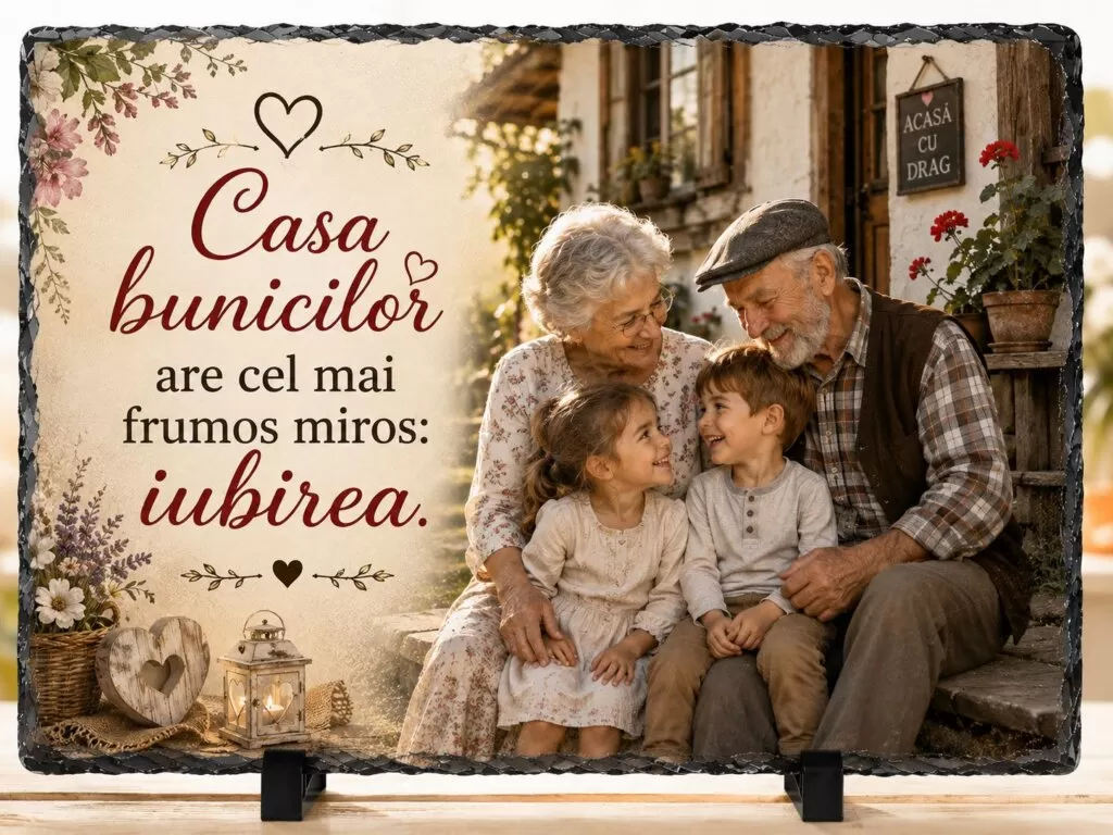 Poză, Fotografie Personalizată pe Piatră- „Casa Bunicilor” (cu poza ta)