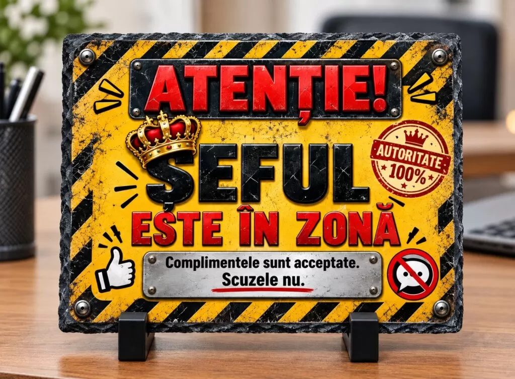 Placă ardezie Amuzantă – „Șeful Este în Zonă”