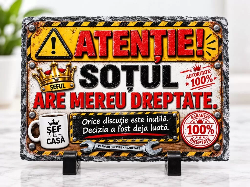 Placă ardezie Amuzantă – „Soțul Are Mereu Dreptate”