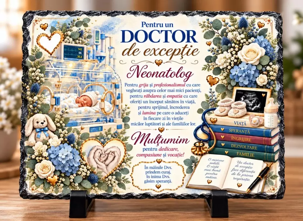 Placă ardezie – Pentru un Doctor de Excepție – Neonatolog