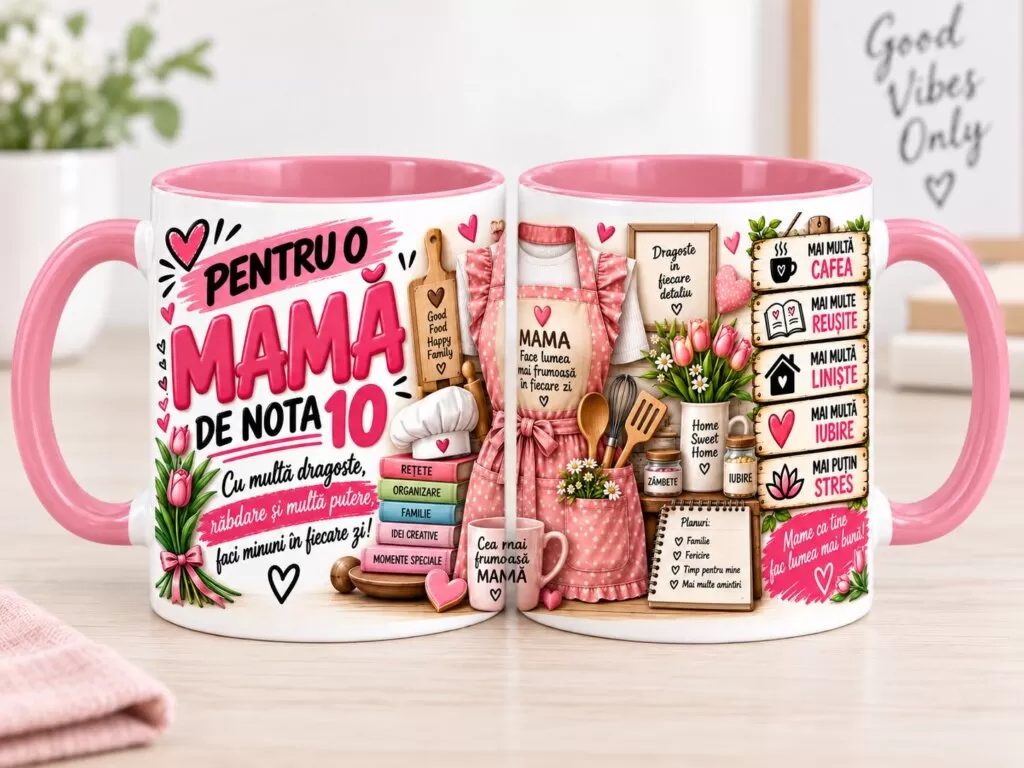 Cană pentru Mamă – „Pentru o Mamă de Nota 10”
