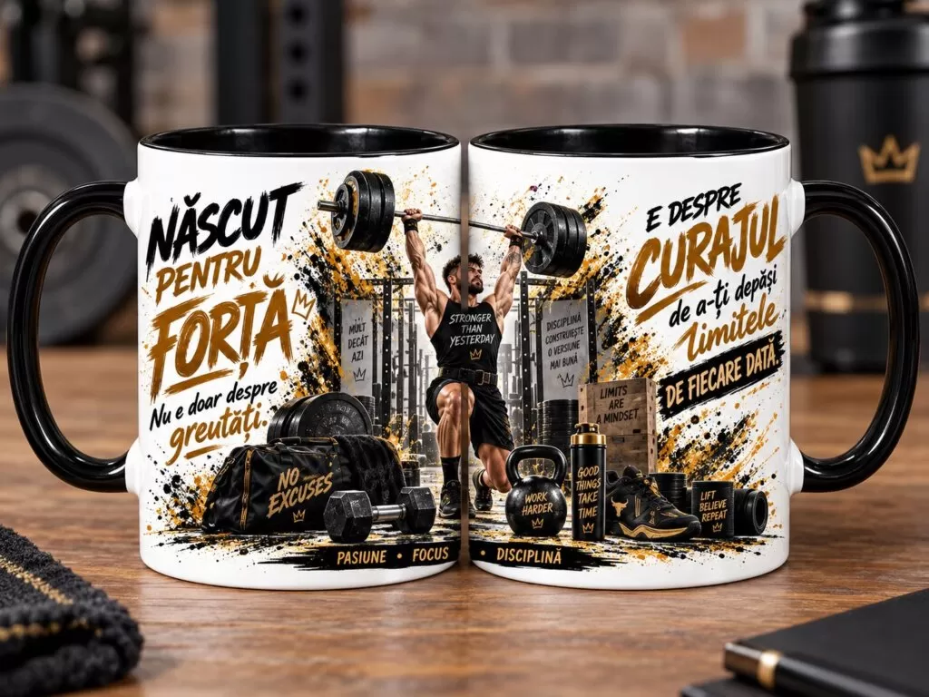 Cană pentru Fitness / Sală – „Născut pentru Forță”