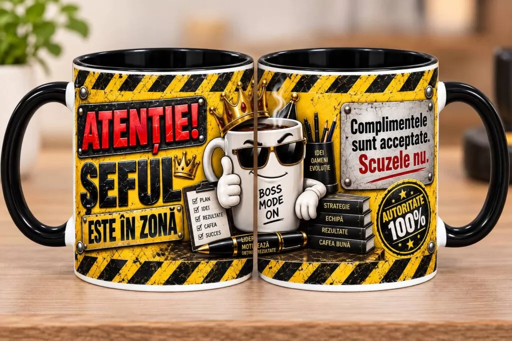 Cană Amuzantă – „Atenție! Șeful este în zonă”