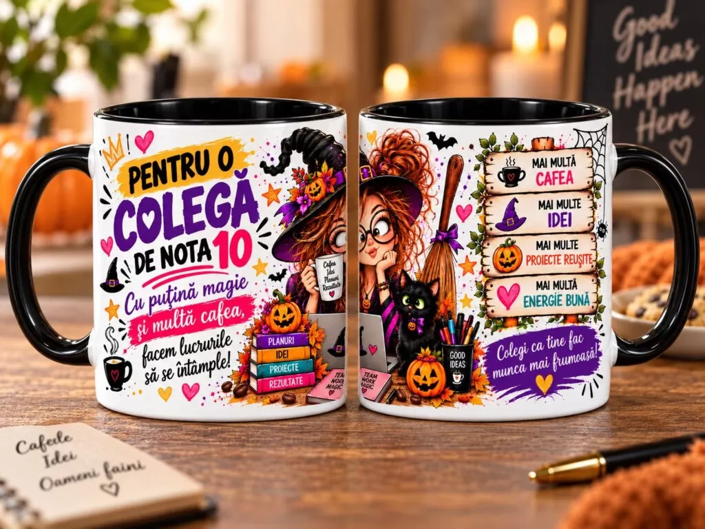 Cană Halloween – „Pentru o colegă de nota 10”