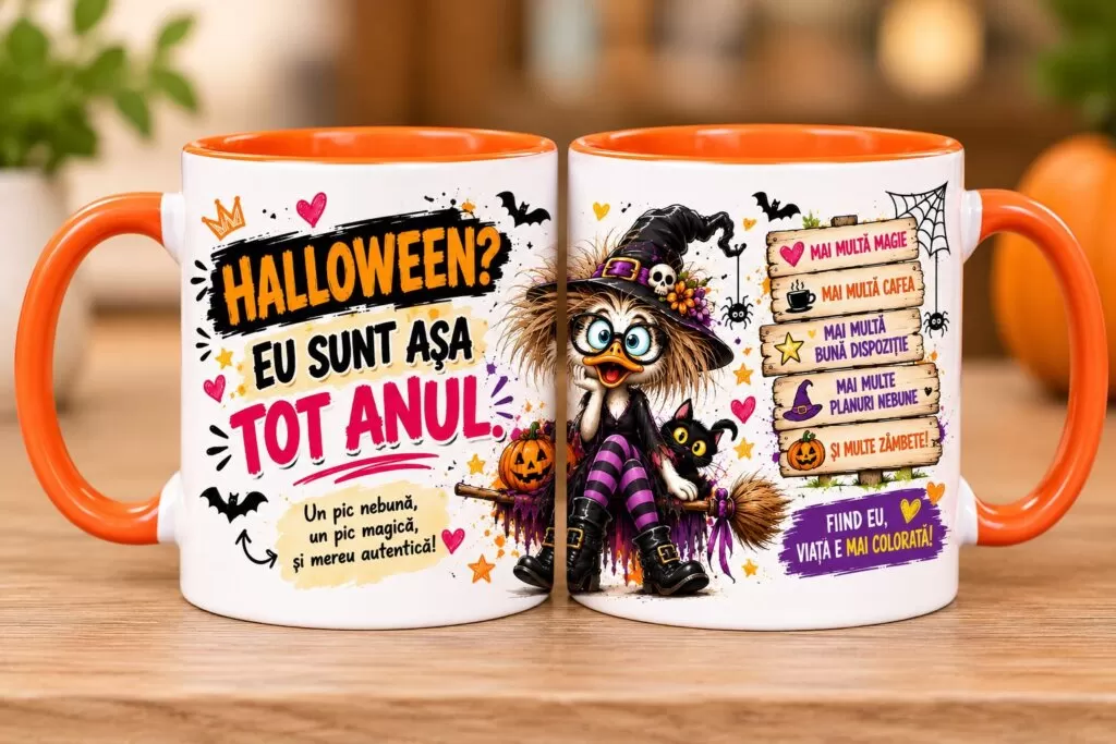 Cană Halloween – „Halloween? Eu sunt așa tot anul!”