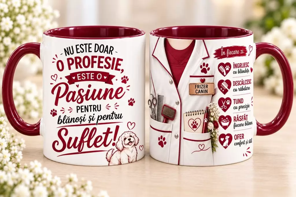 Cană Frizer Canin – „Nu Este Doar o Profesie, Este o Pasiune”