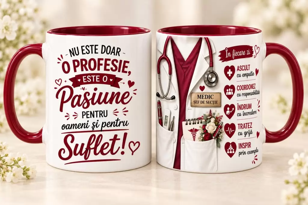 Cană Medic Șef de Secție – „Nu Este Doar o Profesie, Este o Pasiune” (Doctoriță)