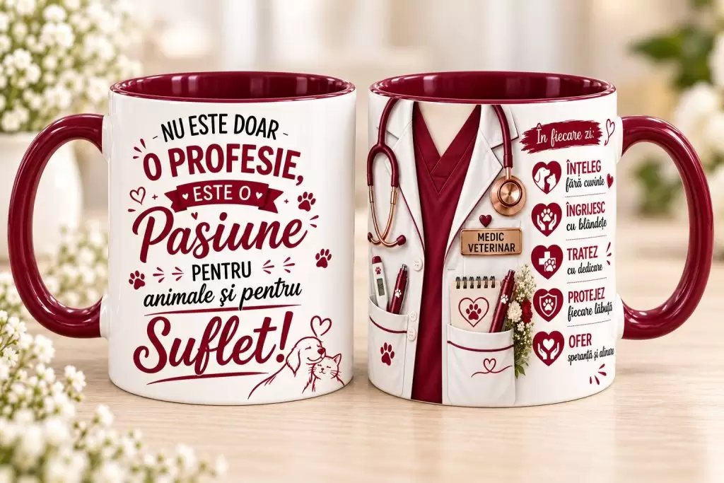 Cană Medic Veterinar – „Nu Este Doar o Profesie, Este o Pasiune”