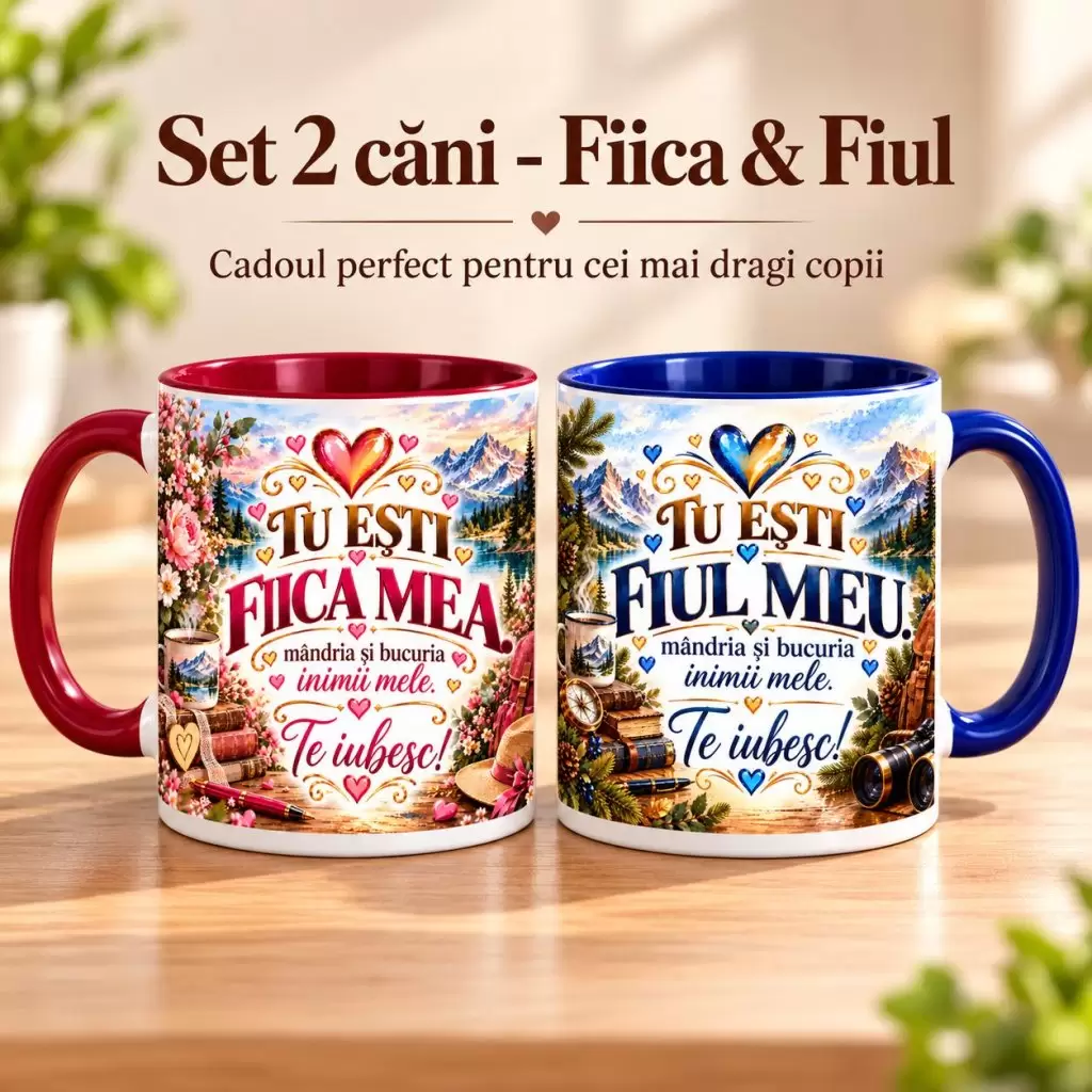 Set 2 Căni Fiica & Fiul, „Tu Ești Fiica Mea / Tu Ești Fiul Meu”
